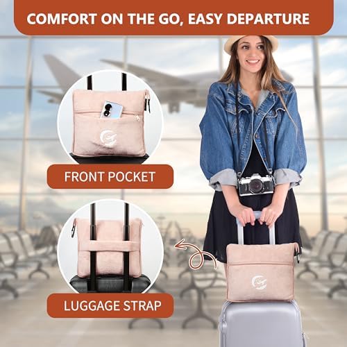 Tirrinia Soft Travel Blanket Pillow, 3-in-1 Foldable Airplane Throw Blanket, Long Flight Essentials, Car Pillow, Lightweight Travel Accessories - Image 3