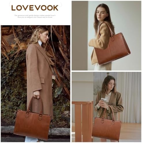 LOVEVOOK Laptop Bag for Women, 15.6 inch Laptop Tote Bag Vintage Work Bags for Women Computer Bag Office Briefcase Handbag - Image 2