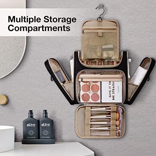 BAGSMART Toiletry Bag, Travel Toiletry Bag for Women, Water-resistant Cosmetic Makeup Bag, Large Capacity Door Room Essentials Travel Organizer for Full Sized Toiletries and Cosmetics, Black - Image 2