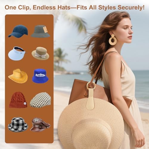 Magnetic Hat Clip for Travel on Bag, Light Khaki Silicone Hat Clip Magnet Hat Holder Hat Hook for Bag Tote Luggage, Beach Straw Hat Carry Clip, Vacation Traveling Essentials Accessory - Image 3