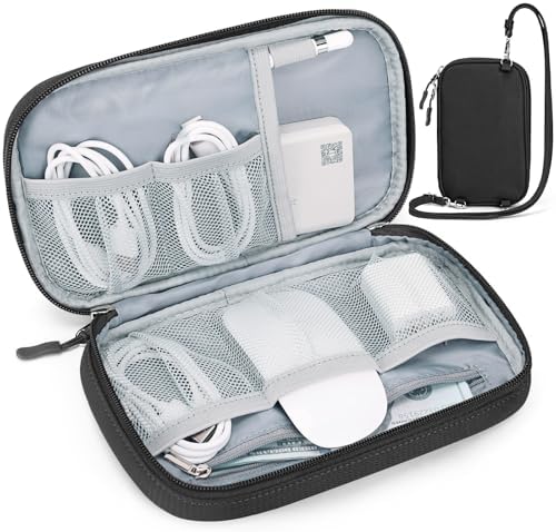 FYY Travel Cable Organizer Pouch - Enlarge Electronic Organizer Carry Case Portable Waterproof All-in-One Electronic Accessories Storage Bag for Cord, Charger, Phone, Earphone, Black