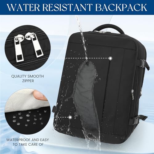 Large Travel Laptop Backpack, Carry on Backpack, 17.3 Inch Durable Business Work Sport Bag with USB Port, Water Resistant Rucksack Book Bag Gifts for Men Women, Black 22 - Image 8