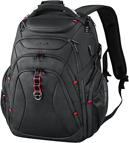 KROSER Travel Laptop Backpack 17.3 Inch XL Computer Backpack with Hard Shell Saferoom RFID Pockets Water-Repellent Business College Daypack Stylish Bag for Men/Women-Black - Image 8