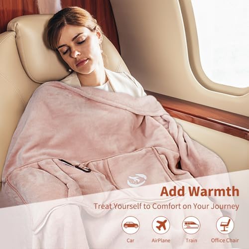 Tirrinia Soft Travel Blanket Pillow, 3-in-1 Foldable Airplane Throw Blanket, Long Flight Essentials, Car Pillow, Lightweight Travel Accessories - Image 2