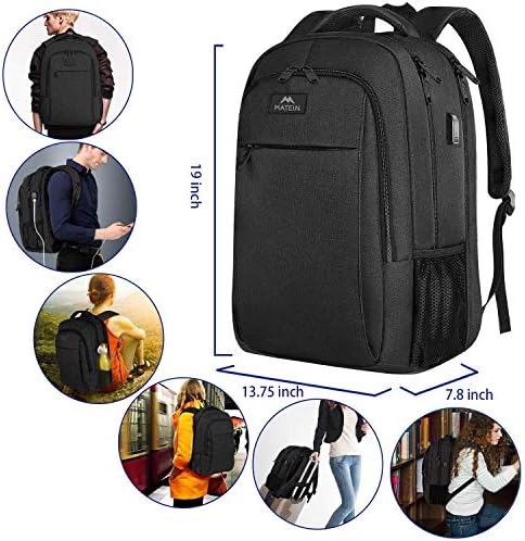MATEIN Extra Large Backpack, 17 Inch Travel Laptop Backpack with USB Charging Port, Anti Theft TSA Friendly Business Work College Computer Backpack for Men Women, Black - Image 7