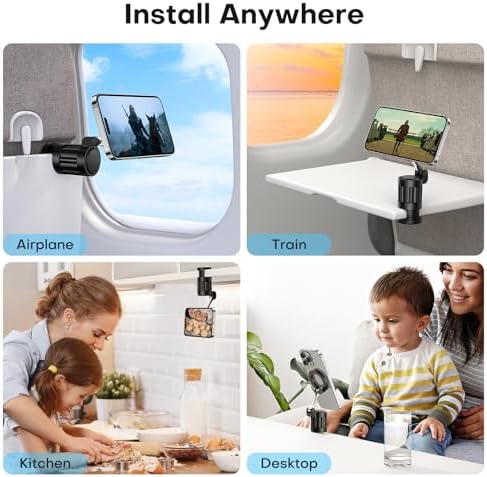 OMOTON 360°Rotating Magnetic Airplane Phone Holder Mount, for Magsafe Airplane Travel Essentials Accessories, Adjustable Foldable Universal Handsfree Phone Stand for iPhone 16 15 14 Pro Max - Image 8