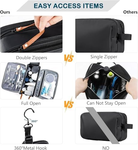BAGSPRITE Large Toiletry Bag for Men, Women Travel Bag with Hanging Hook, Water-resistant Makeup Cosmetic Bag Shaving Kit Organizer, Bathroom Bag for Traveling - Image 5