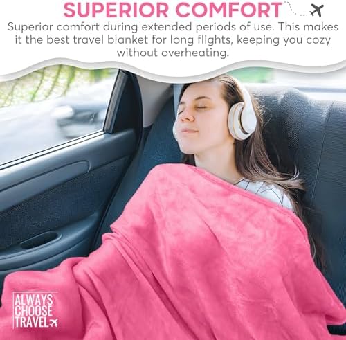 Premium Pillow Blanket Set - 2-in-1 Packable Travel Blanket and Pillow with Hand Luggage Sleeve, Backpack Clip, and Soft Portable Pillowcase - Airplane Blanket for Travel - (Pink) - Image 5