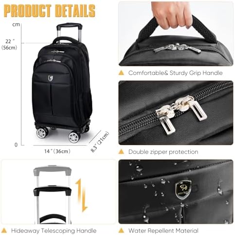35L Multi-Scene Detachable Handle Travel Rolling Backpack Airline Approved,360° Rotating Fit 15.6 Inch Laptop College Backpack With 4 Wheels,Carry on Luggage - Image 2
