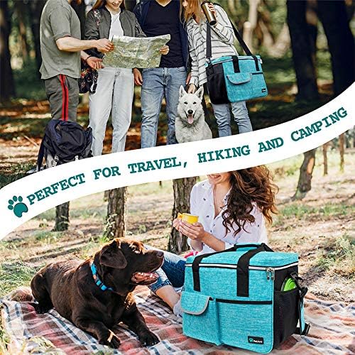 PetAmi Travel Bag Organizer - Dog & Cat Diaper Bag with Food Container and Bowls, Perfect for Weekend Camping (Sea Blue, Large) - Image 6