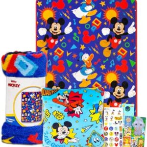 Mickey Mouse Travel Blanket and Pillow Set - Bundle with Mickey Mouse Blanket, Travel Pillow, Stickers, More | Mickey Travel Accessories for Kids