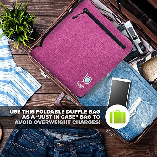 Bago Large Foldable Duffel Bags for Traveling Women & Men - 80L Packable Duffle Bag for Travel with Shoe Compartment - Water Repellant, Heavy Duty, Lightweight Folding & Collapsible (SnowPink) - Image 6