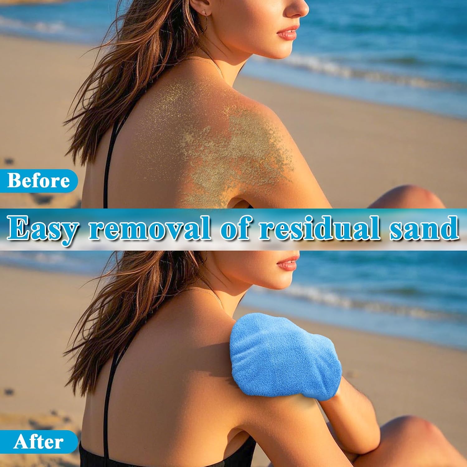 2 in 1 Sand Remover for Beach,4Pcs Sand Wipe Off Mitts for Beach,Beach Vacation Essentials for Kids Adults,Beach Day Accessories Must Haves for Women,Summer Family Beach Needs Items Necessities - Image 3
