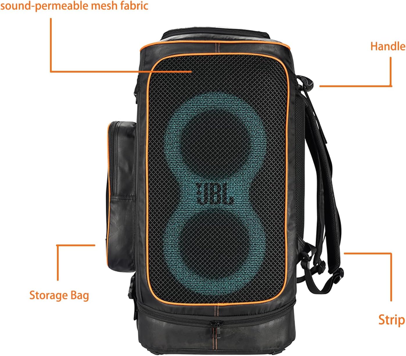 Rugged Speaker Bag Carry Case Compatible With JBL Party Box 320, Portable Carry Bag Backpack - Image 3