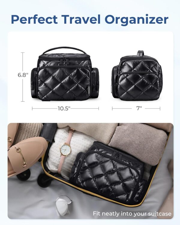 BAGSMART Large Makeup Bag with Jewelry Organizer, Travel Toiletry Bag with Multi-compartments, Toiletry Bags Cosmetic Bags for Women, for Travel-Size Toiletries Accessories (Silver) - Image 7
