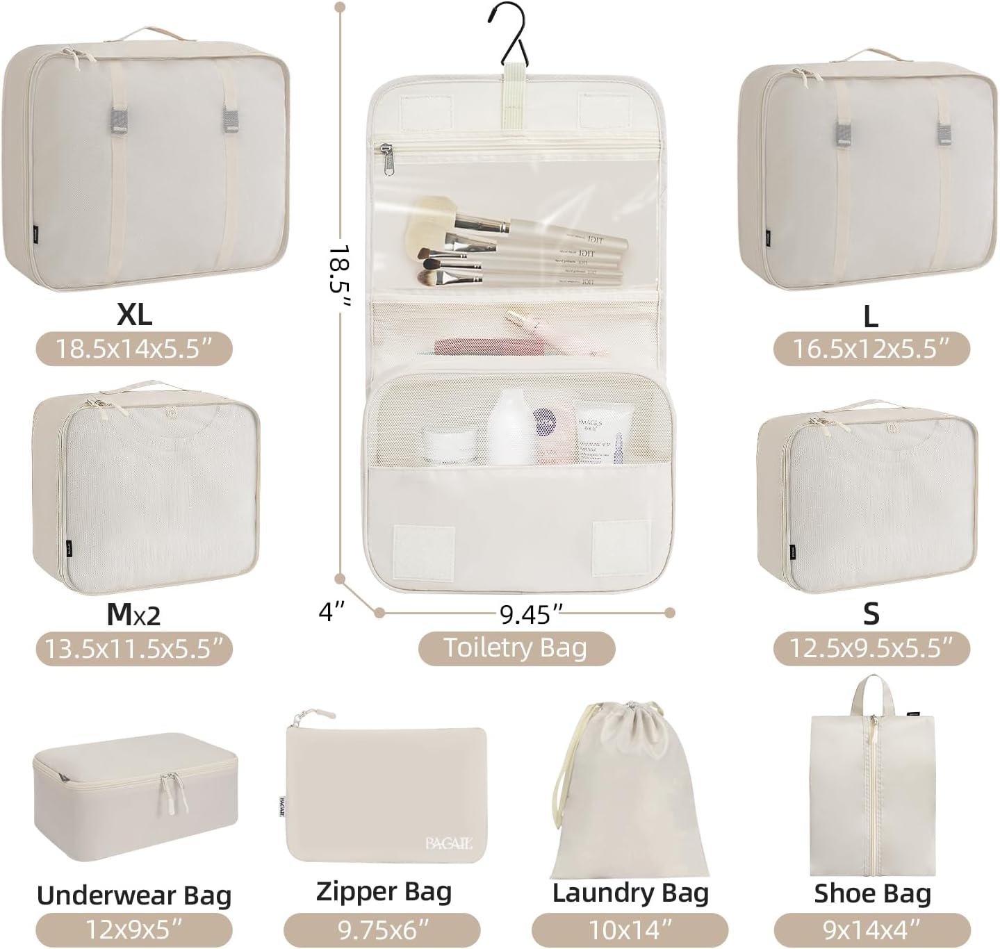 BAGAIL 6 Set/8 Set/10 Set Packing Cubes Various Sizes Packing Organizer for Travel Accessories Luggage Carry On Suitcase - Image 2