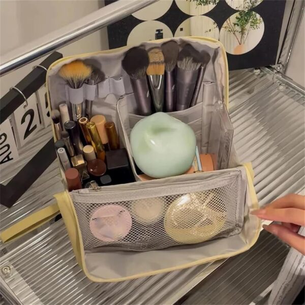 Doresty Makeup Bag, Standing Makeup Bag – Portable, Large Capacity, Vertical Large Opening Waterproof Multifunctional Make up Bags with Compartments, Smart Partitioning, Travel-Friendly (Black) - Image 2