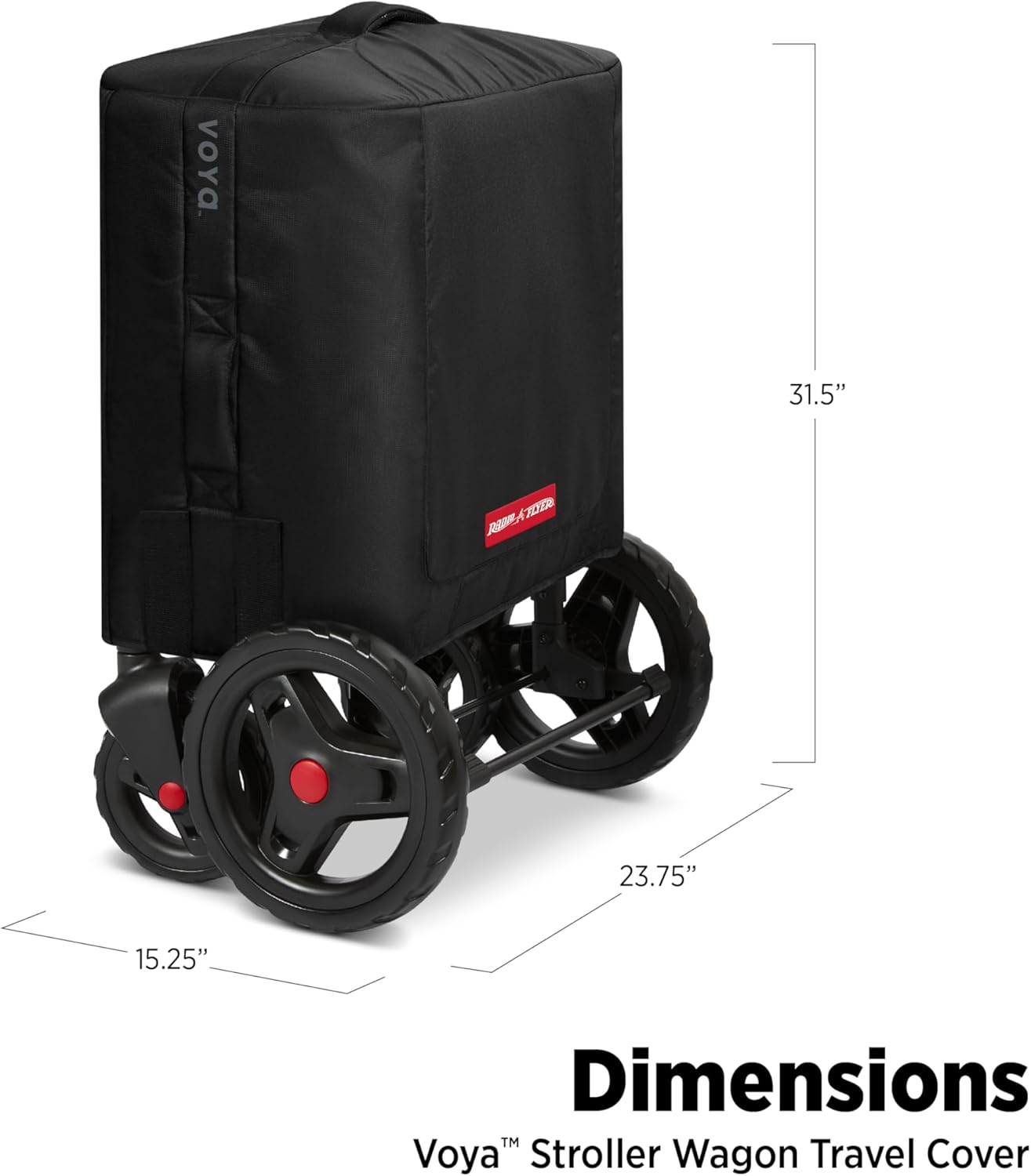 Radio Flyer Voya Stroller Wagon Travel Cover, Accessory for 2 Seater Low Sides, Black - Image 2