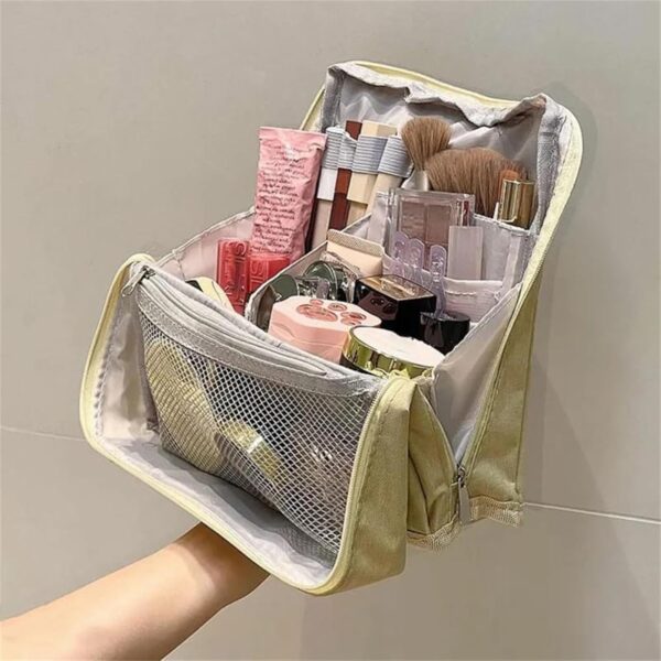 Doresty Makeup Bag, Standing Makeup Bag – Portable, Large Capacity, Vertical Large Opening Waterproof Multifunctional Make up Bags with Compartments, Smart Partitioning, Travel-Friendly (Black) - Image 5