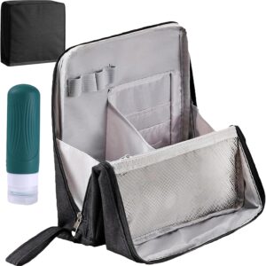 Doresty Makeup Bag, Standing Makeup Bag – Portable, Large Capacity, Vertical Large Opening Waterproof Multifunctional Make up Bags with Compartments, Smart Partitioning, Travel-Friendly (Black)