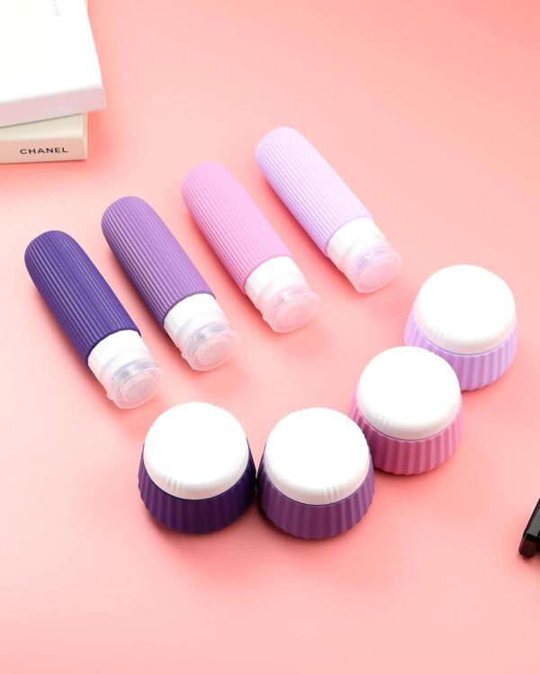 Travel Bottles for Toiletries 8 Pack, Tsa Approved Travel Size Toiletries 3 oz, Travel Containers for Toiletries, with Clear Bag, Leak Proof Silicone Squeezable Travel Essentials Creams Jars - Image 6