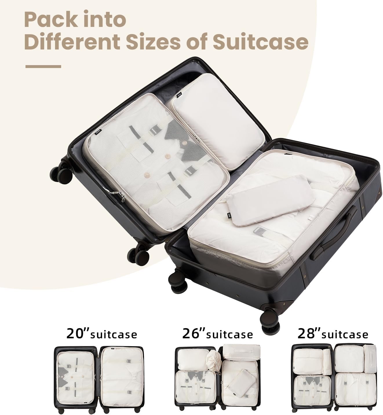 BAGAIL 6 Set/8 Set/10 Set Packing Cubes Various Sizes Packing Organizer for Travel Accessories Luggage Carry On Suitcase - Image 7