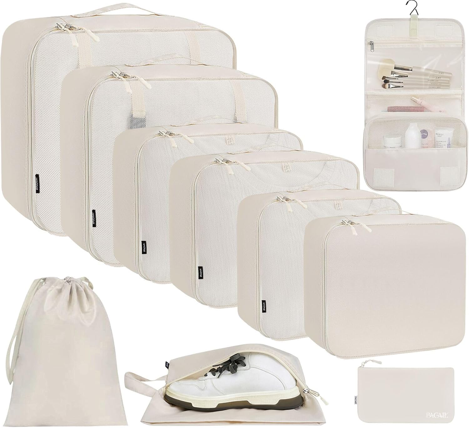 BAGAIL 6 Set/8 Set/10 Set Packing Cubes Various Sizes Packing Organizer for Travel Accessories Luggage Carry On Suitcase