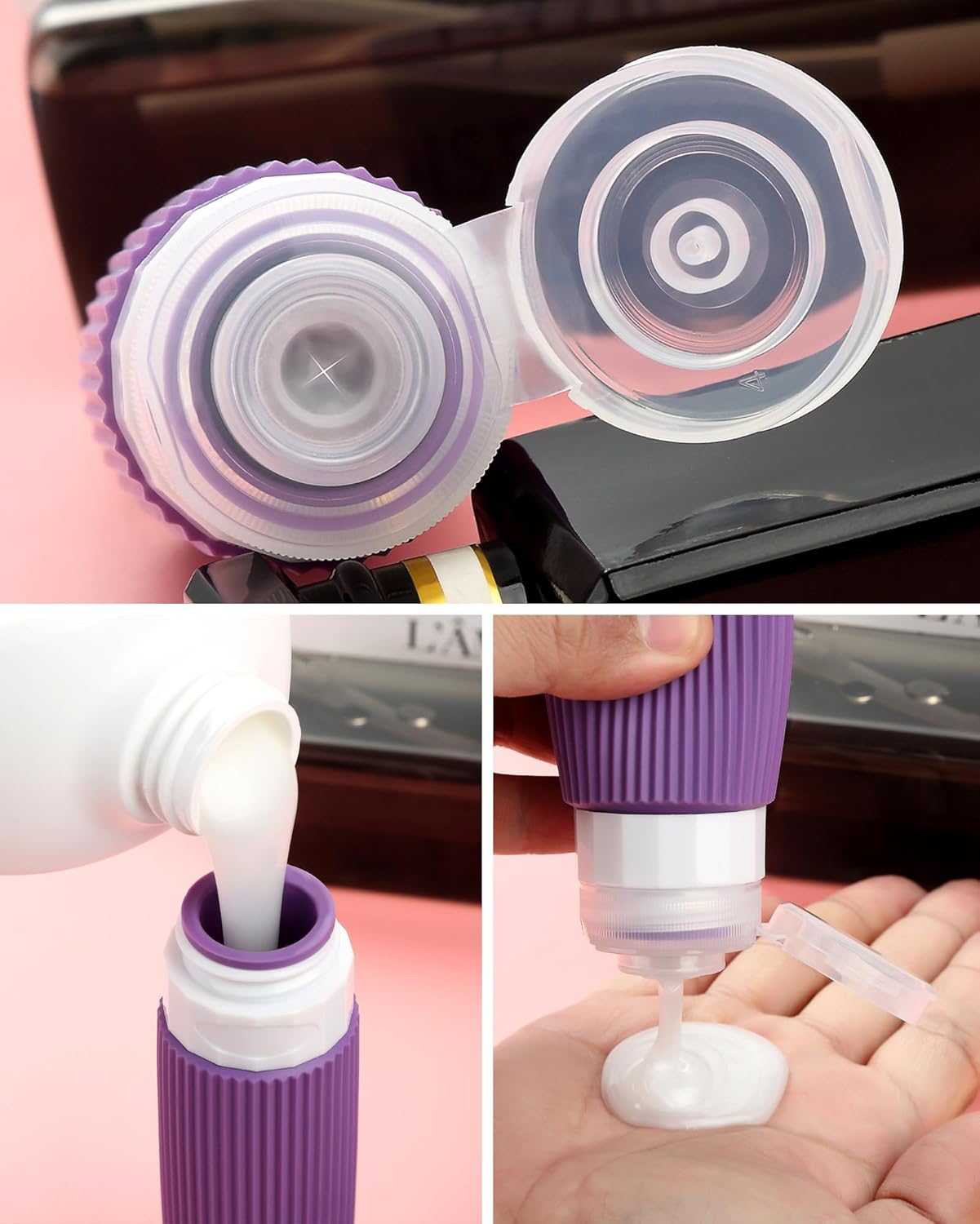 Travel Bottles for Toiletries 8 Pack, Tsa Approved Travel Size Toiletries 3 oz, Travel Containers for Toiletries, with Clear Bag, Leak Proof Silicone Squeezable Travel Essentials Creams Jars - Image 2