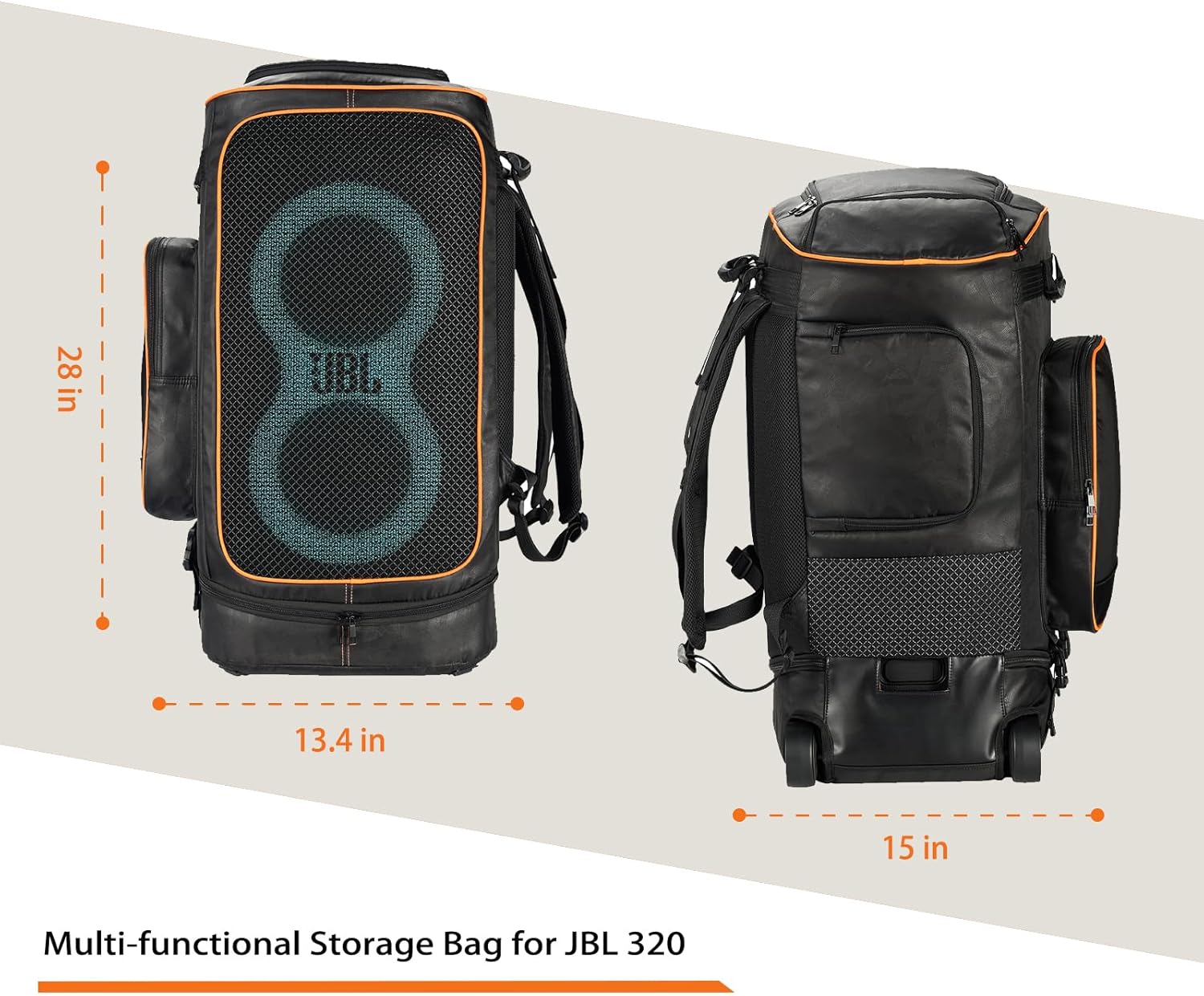 Rugged Speaker Bag Carry Case Compatible With JBL Party Box 320, Portable Carry Bag Backpack - Image 5