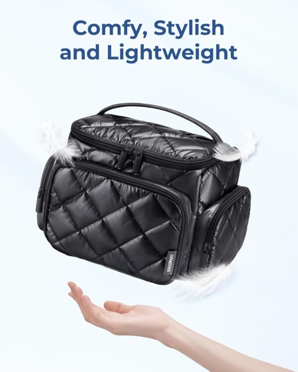 BAGSMART Large Makeup Bag with Jewelry Organizer, Travel Toiletry Bag with Multi-compartments, Toiletry Bags Cosmetic Bags for Women, for Travel-Size Toiletries Accessories (Silver) - Image 5
