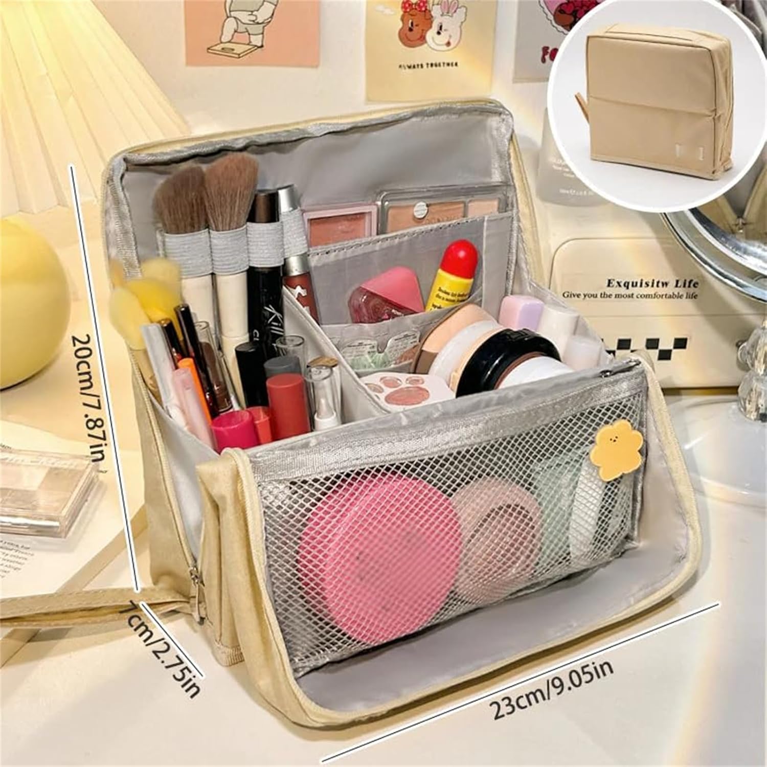 Doresty Makeup Bag, Standing Makeup Bag – Portable, Large Capacity, Vertical Large Opening Waterproof Multifunctional Make up Bags with Compartments, Smart Partitioning, Travel-Friendly (Black) - Image 7