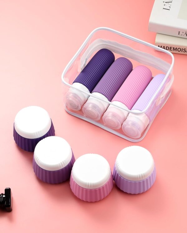 Travel Bottles for Toiletries 8 Pack, Tsa Approved Travel Size Toiletries 3 oz, Travel Containers for Toiletries, with Clear Bag, Leak Proof Silicone Squeezable Travel Essentials Creams Jars - Image 7