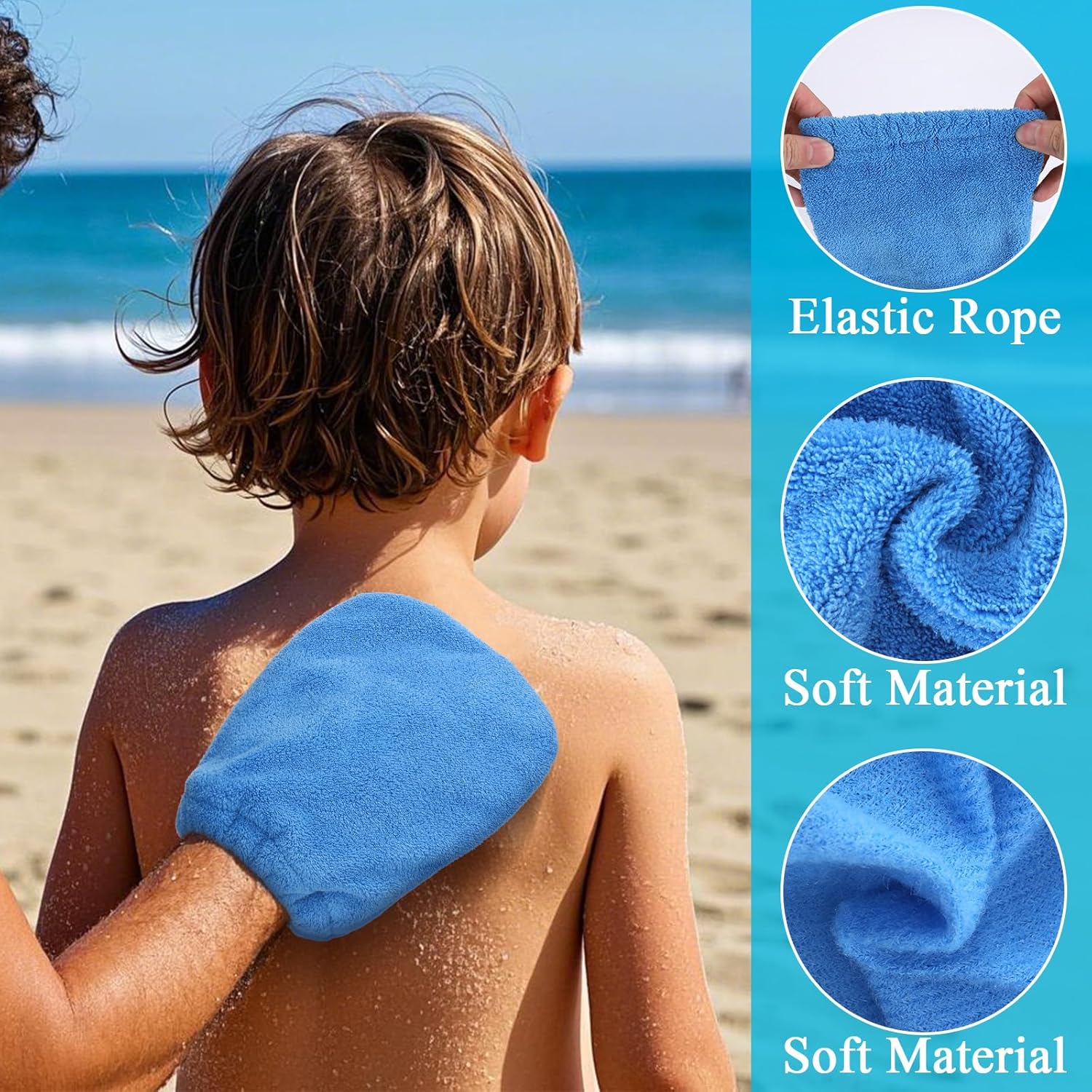 2 in 1 Sand Remover for Beach,4Pcs Sand Wipe Off Mitts for Beach,Beach Vacation Essentials for Kids Adults,Beach Day Accessories Must Haves for Women,Summer Family Beach Needs Items Necessities - Image 4