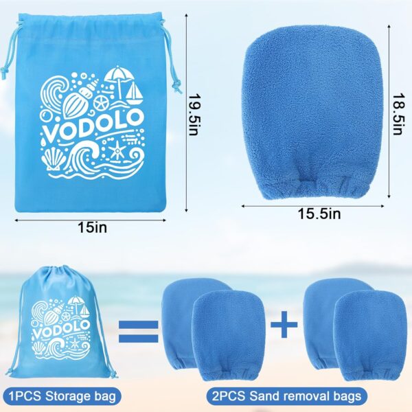 2 in 1 Sand Remover for Beach,4Pcs Sand Wipe Off Mitts for Beach,Beach Vacation Essentials for Kids Adults,Beach Day Accessories Must Haves for Women,Summer Family Beach Needs Items Necessities - Image 2