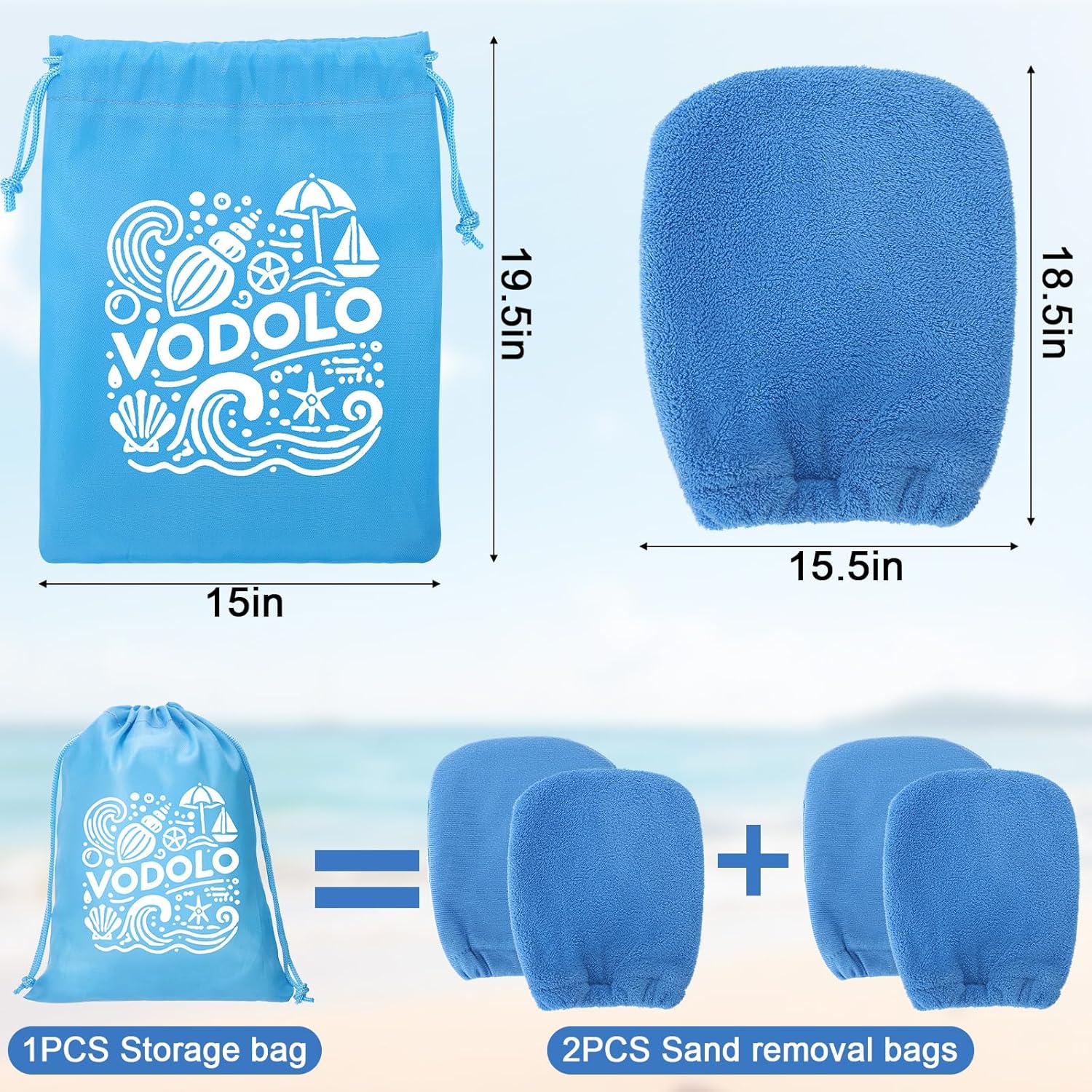2 in 1 Sand Remover for Beach,4Pcs Sand Wipe Off Mitts for Beach,Beach Vacation Essentials for Kids Adults,Beach Day Accessories Must Haves for Women,Summer Family Beach Needs Items Necessities - Image 2