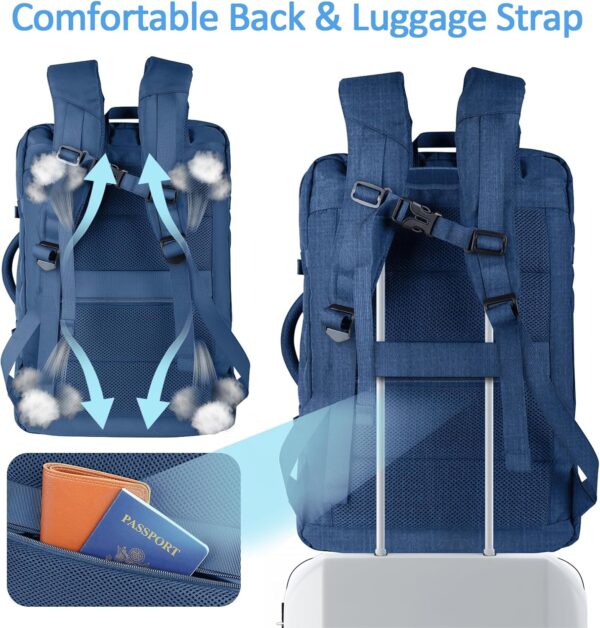 50L Expandable Large Travel Laptop Backpack for Men With Packing Cubes, Carry On Backpack Flight Approved Travel Essentials, Expandable Laptop Bag Weekender Gym Daypack Traveling Backpack, Blue - Image 6